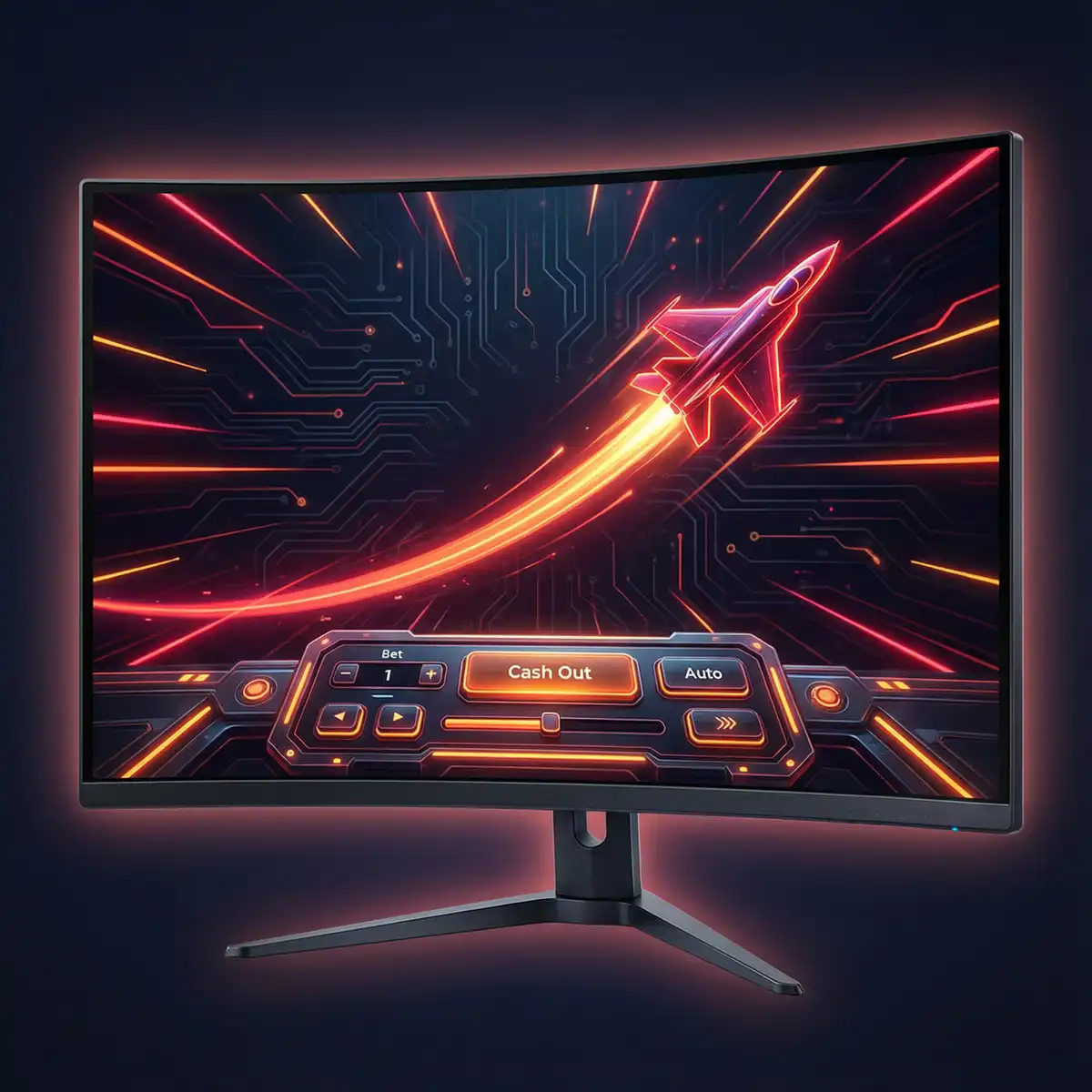 Pantalla del juego Aviator mostrando un avión rojo ascendiendo con multiplicador creciente